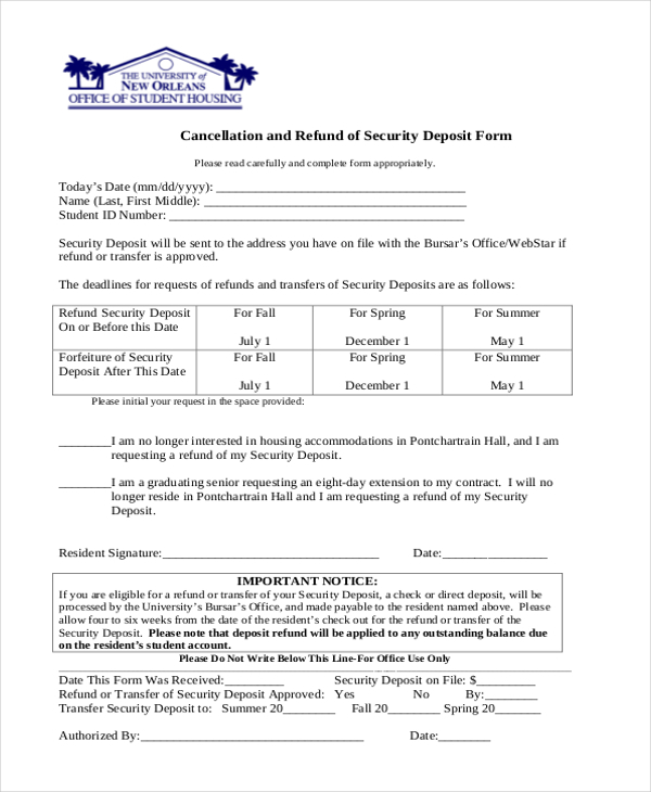 FREE 11+ Sample Security Deposit Forms in PDF MS Word