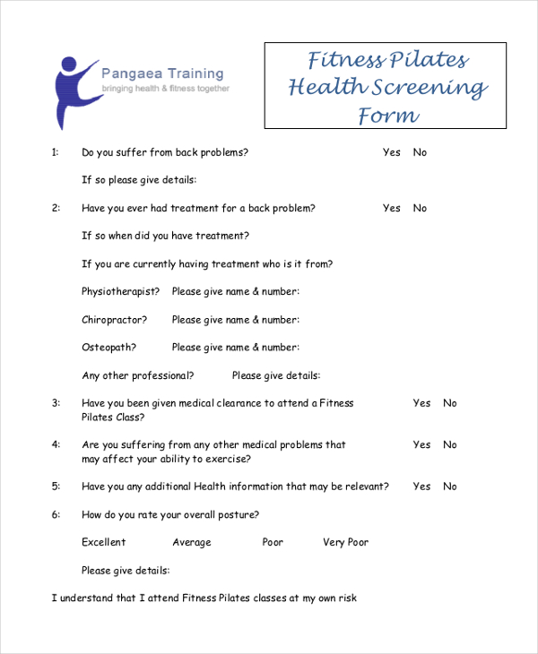 FREE 11+ Sample Health Screening Forms in PDF MS Word Excel