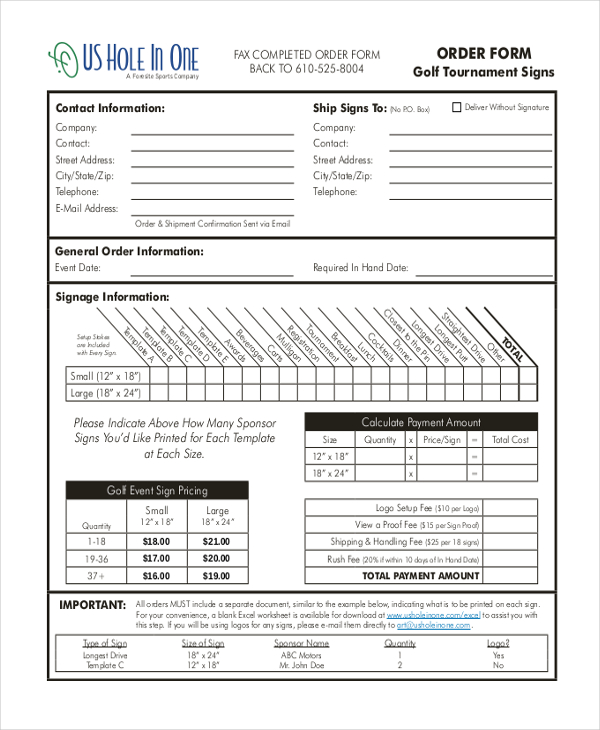 FREE 11+ Sample Event Order Forms in PDF MS Word Excel