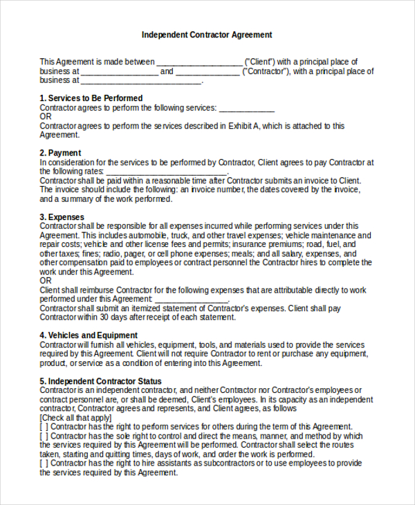 FREE 10+ Sample Contractor Agreement Forms in PDF MS Word Excel