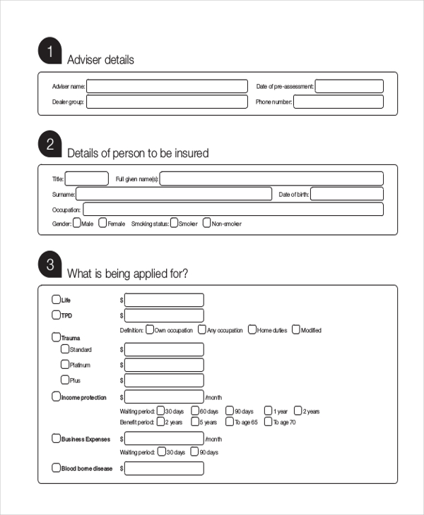 FREE 9+ Sample Insurance Assessment Forms in PDF Excel MS Word