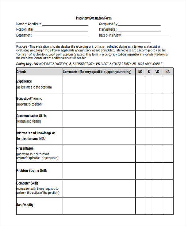 FREE 26+ Sample Evaluation Forms in MS Word PDF Excel