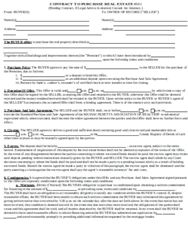 FREE 8+ Sample Real Estate Offer Forms in PDF Word