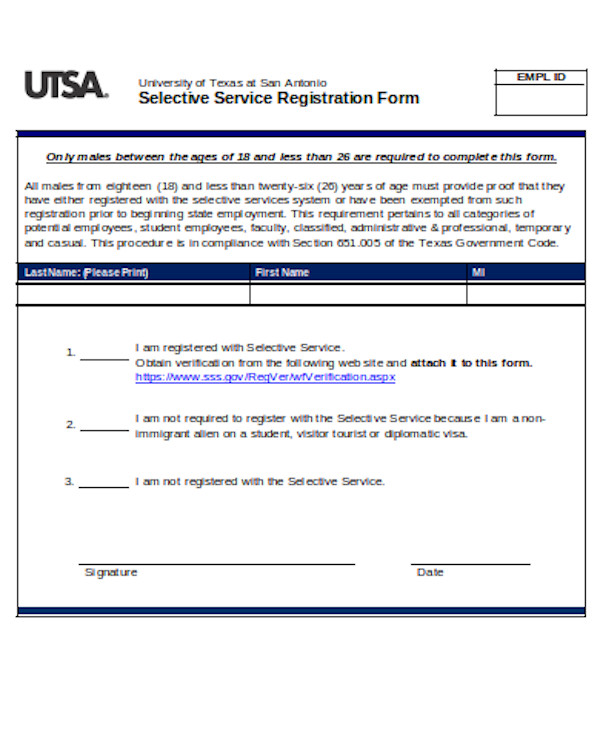 FREE 12+ Sample Selective Service Forms in PDF Excel Word