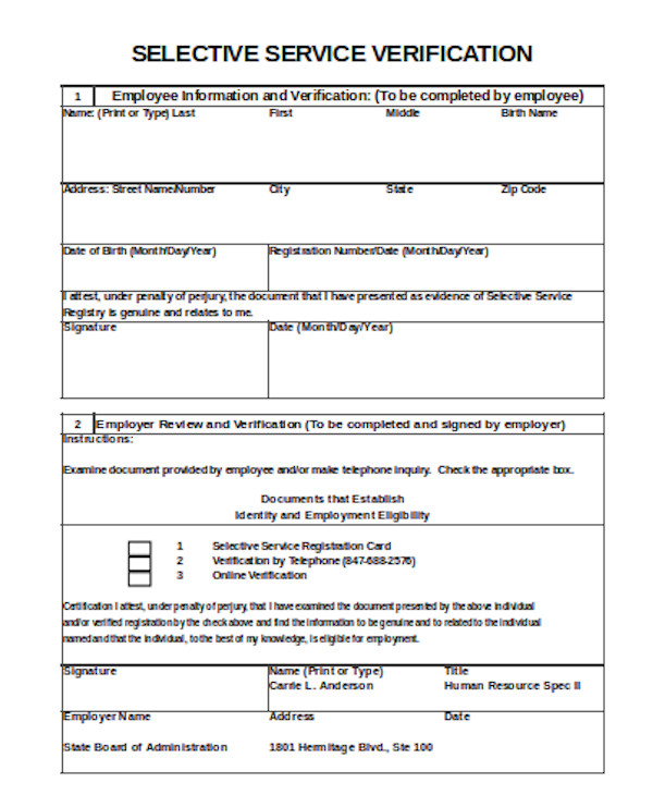 FREE 12+ Sample Selective Service Forms in PDF Excel Word