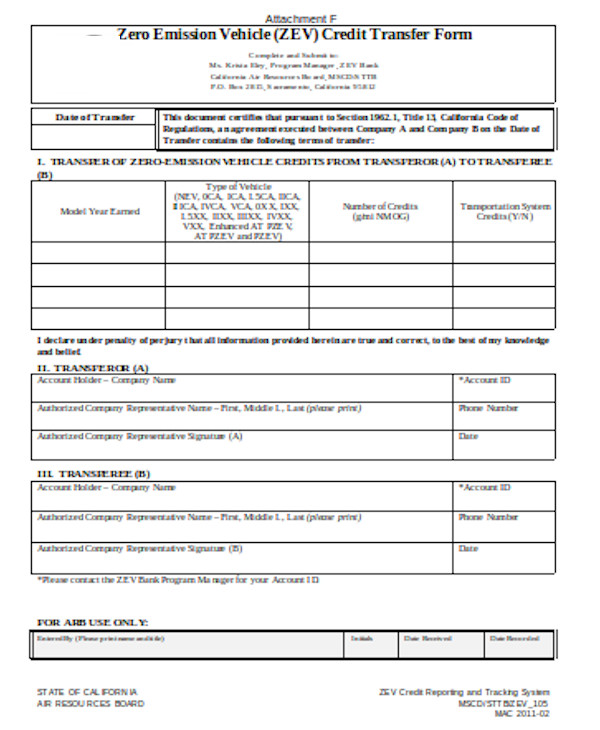 FREE 8+ Sample Vehicle Transfer Forms in PDF Word