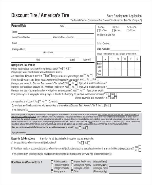 FREE 12+ Sample Employment Application Forms in PDF MS Word Excel