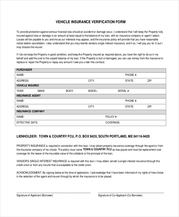 Vehicle Insurance Vehicle Insurance Form