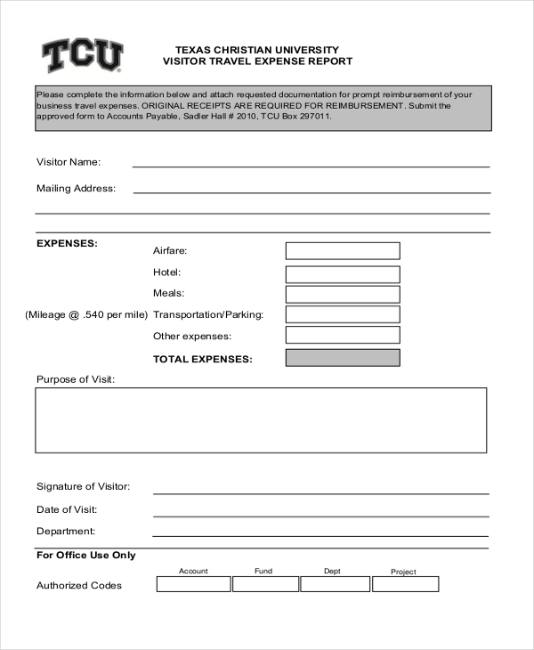 FREE 14+ Sample Expense Report Forms in PDF MS Word Pages Excel