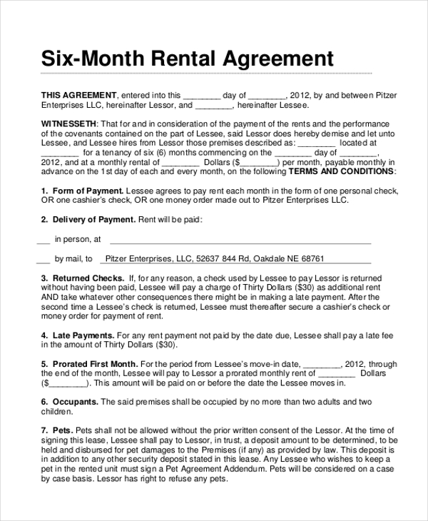 FREE 8+ Sample MonthtoMonth Lease Agreement Forms in PDF MS Word