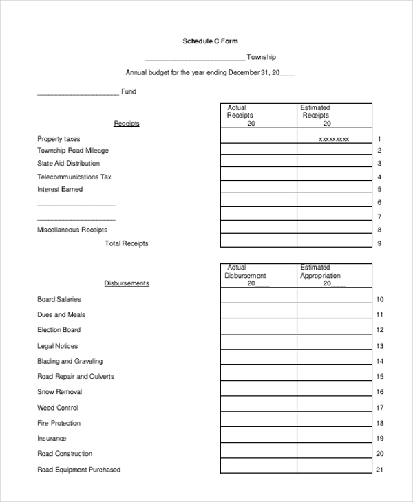 FREE 9+ Sample Schedule C Forms in PDF MS Word