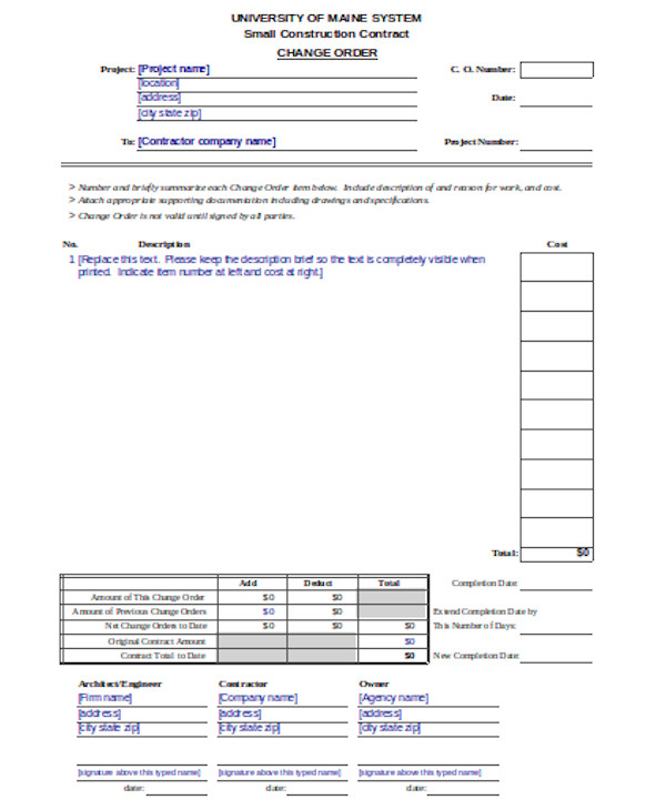 FREE 11+ Change Order Forms in PDF | Excel | MS Word