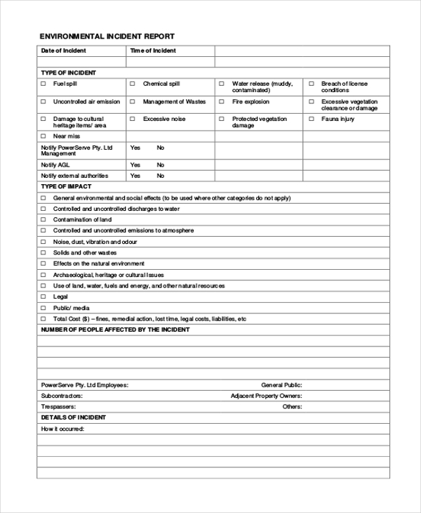 FREE 13+ Sample Incident Report Forms in PDF MS Word Excel