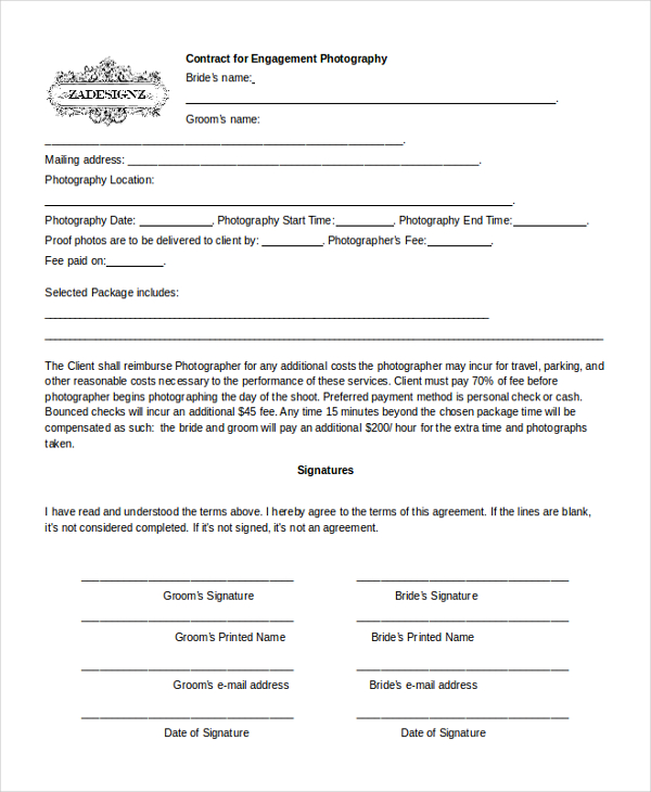 FREE 10+ Sample Photography Contract Forms in PDF MS Word
