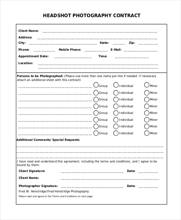 FREE 10+ Sample Photography Contract Forms in PDF MS Word