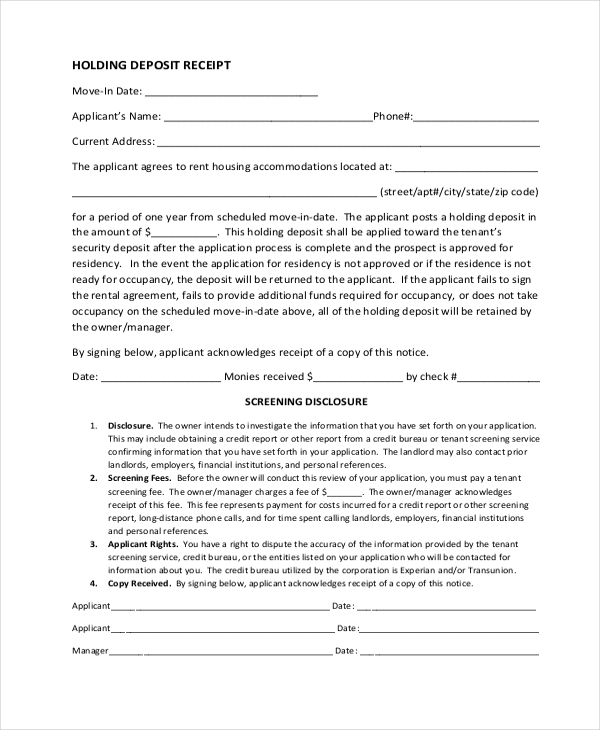 FREE 12+ Sample Deposit Receipt Forms in PDF Excel MS Word