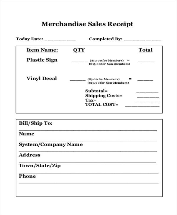 FREE 11+ Sample Sales Receipt Forms in PDF MS Excel Word