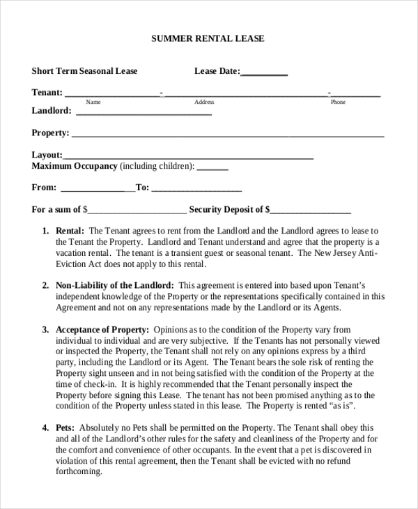 FREE 11+ Sample Rental Lease Forms in PDF MS Word Excel