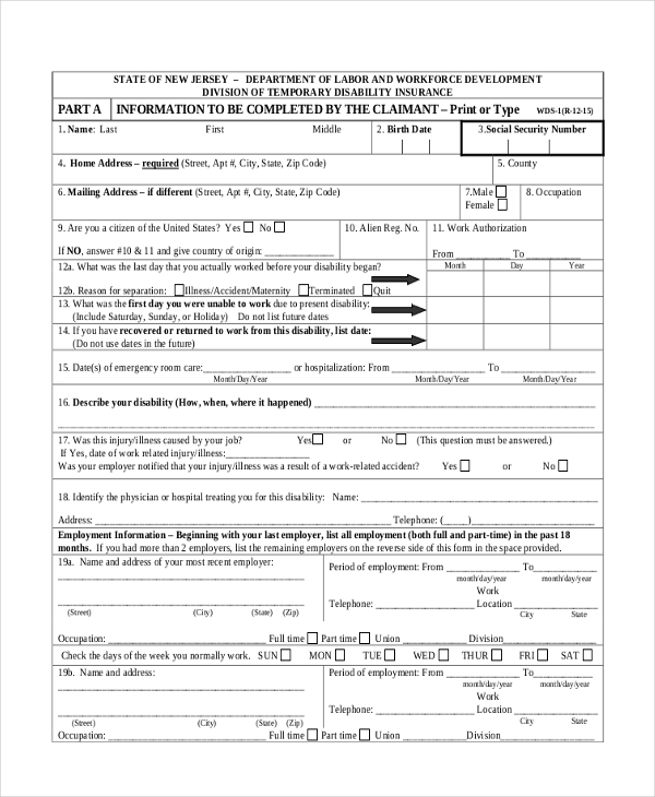FREE 10+ Sample Social Security Disability Forms in PDF MS Word
