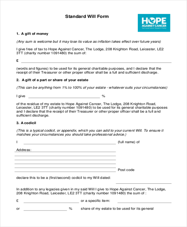 FREE 11+ Sample Will Forms in PDF MS Word