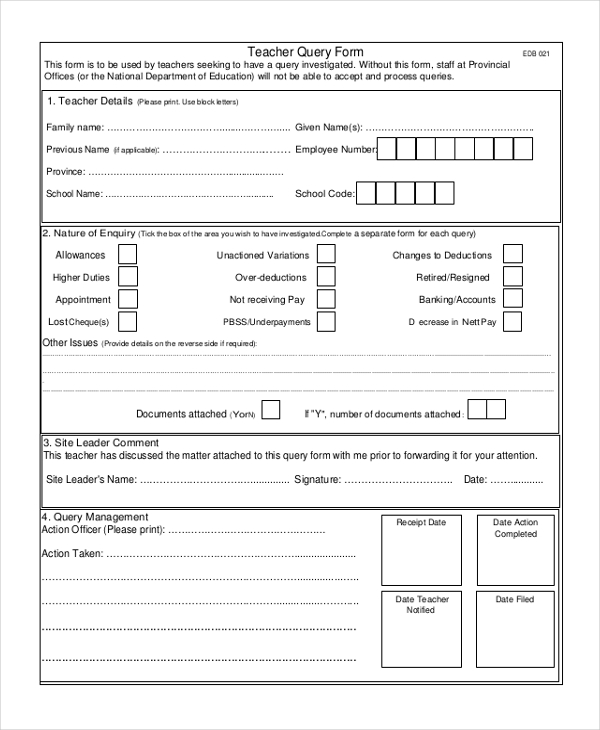 FREE 12+ Sample Query Forms in PDF MS Word