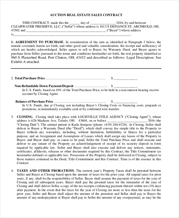 FREE 8+ Sample Real Estate Sales Contract Forms in PDF MS Word