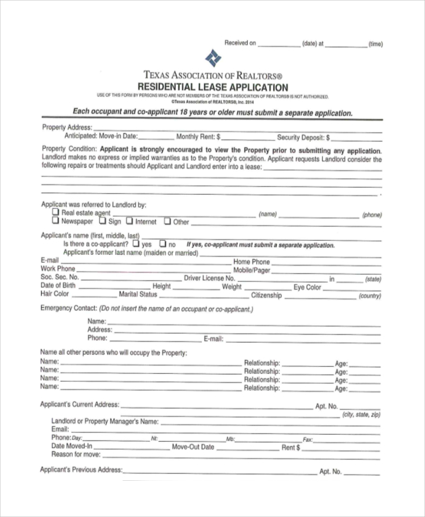 FREE 6+ Sample Apartment Rental Application Forms in MS Word PDF