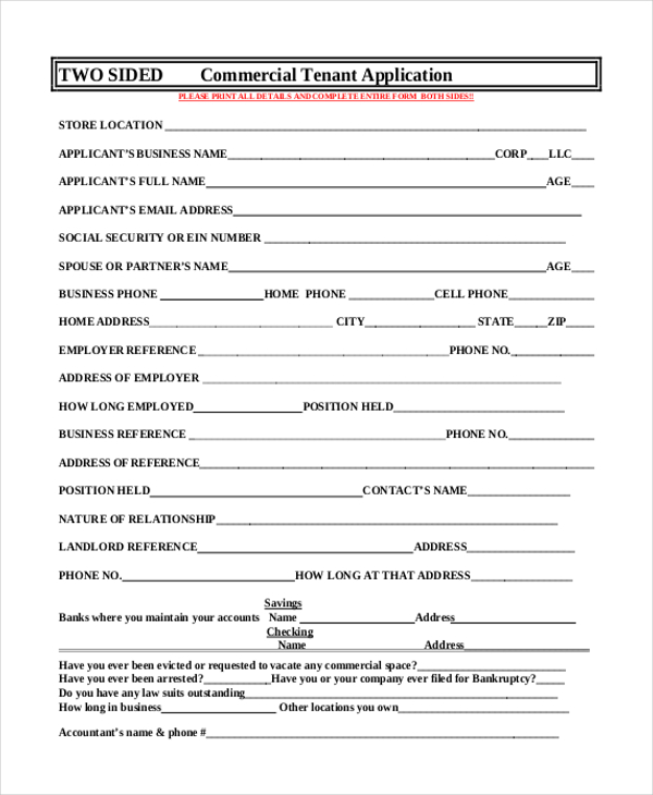 FREE 9+ Sample Tenant Application Forms in PDF MS Word