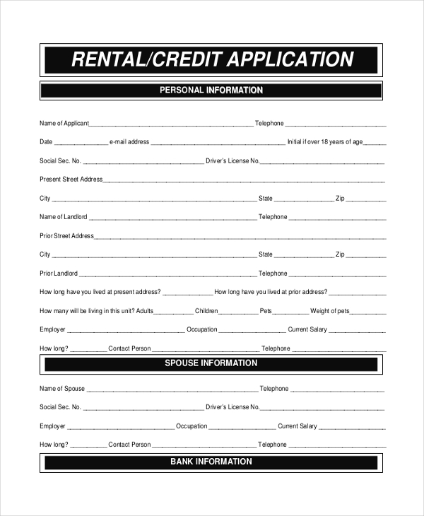 FREE 6+ Sample Apartment Rental Application Forms in MS Word PDF