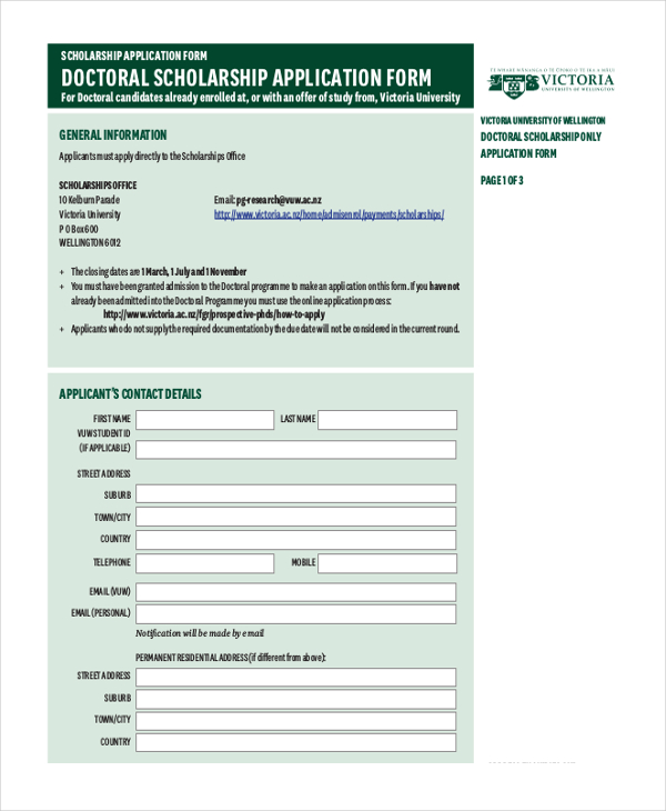FREE 11+ Scholarship Application Form Samples in PDF MS Word Excel
