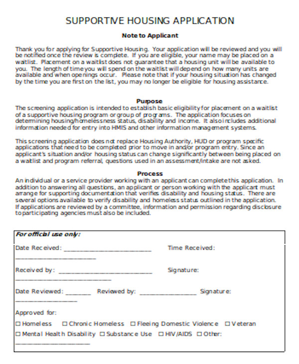 FREE 9+ Sample Housing Application Forms in PDF MS Word