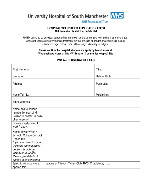 FREE 10+ Sample Volunteer Application Forms in PDF MS Word Excel