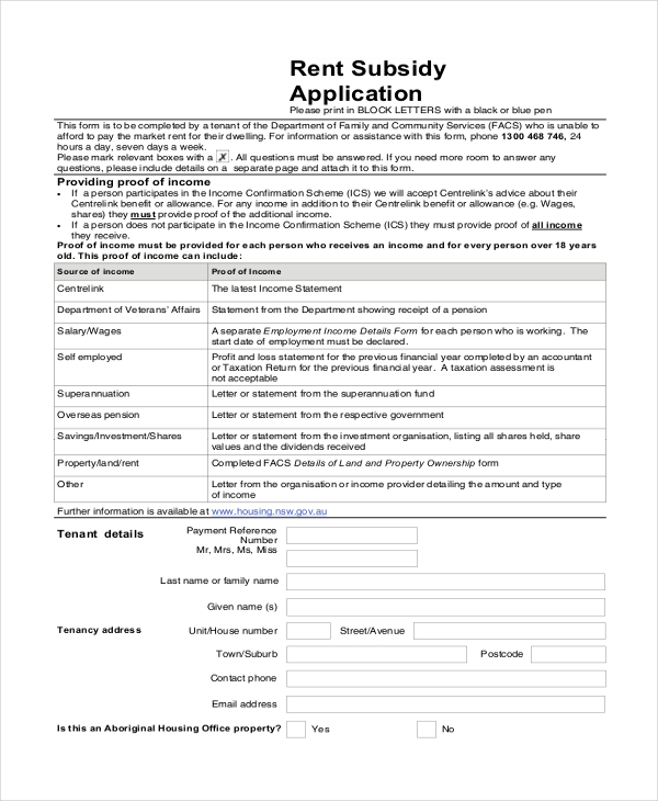 FREE 9+ Sample Housing Application Forms in PDF MS Word