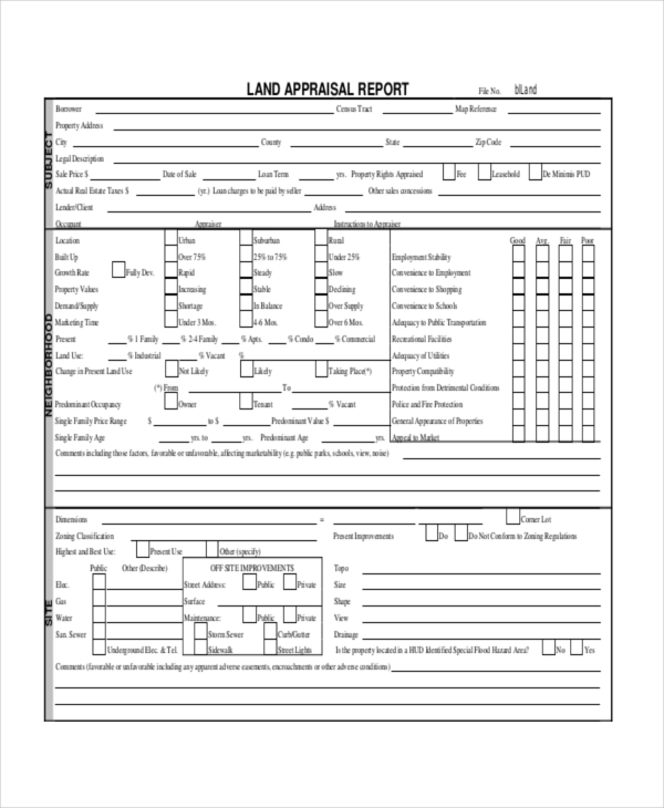 FREE 8+ Sample Land Appraisal Forms in PDF