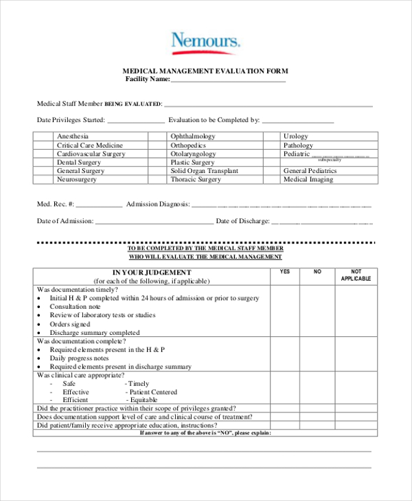 FREE 11+ Sample Evaluation Forms in PDF Excel MS Word
