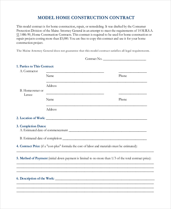 FREE 10+ Sample Construction Contract Forms in MS Word PDF
