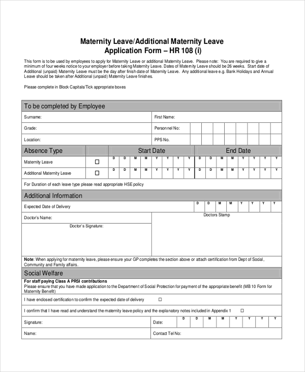 FREE 8+ Sample Leave Application Forms in PDF MS Word Excel