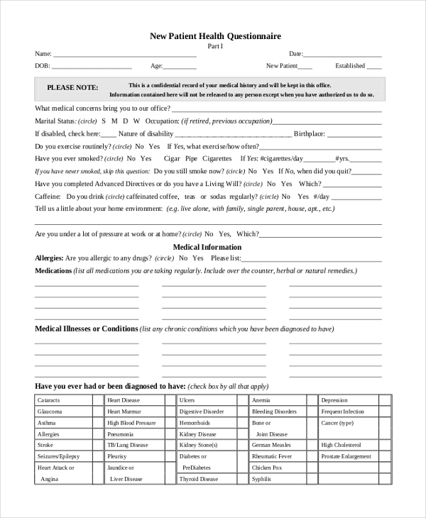 Questionnaire For Hospital Information System