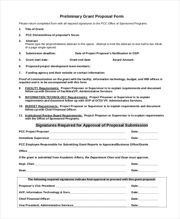 FREE 8+ Sample Grant Proposal Forms in MS Word PDF