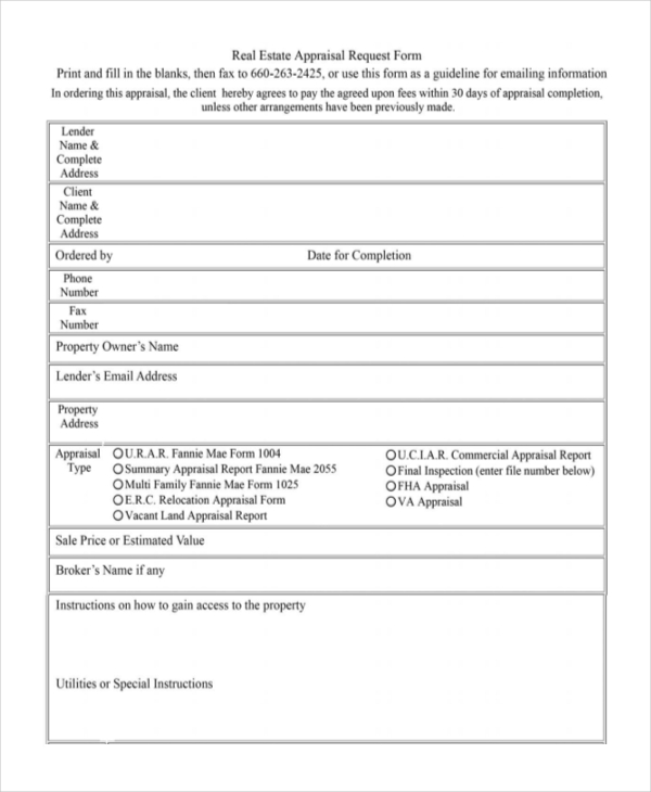 FREE 11+ Sample Appraisal Request Forms in PDF MS Word