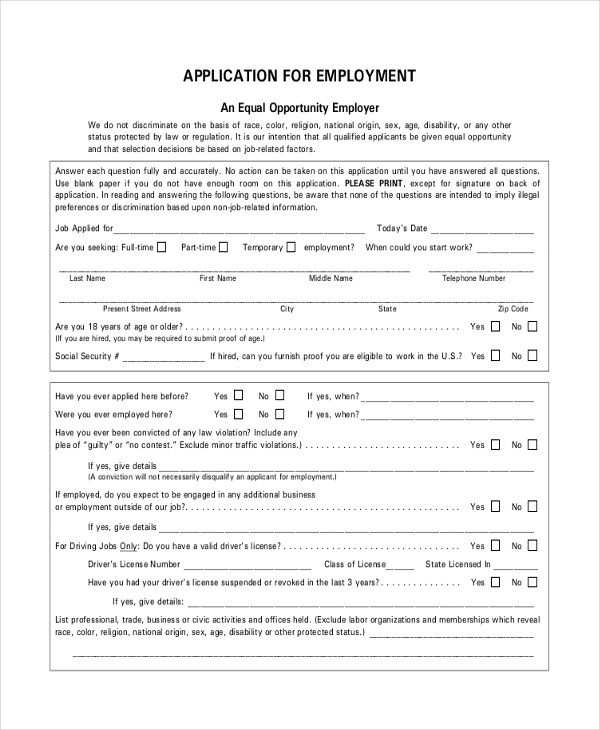 FREE 9+ Sample Restaurant Application Forms in PDF MS Word