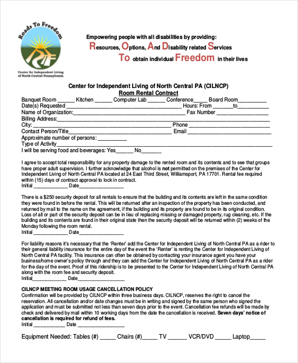 FREE 10+ Sample Room Rental Forms in PDF MS Word