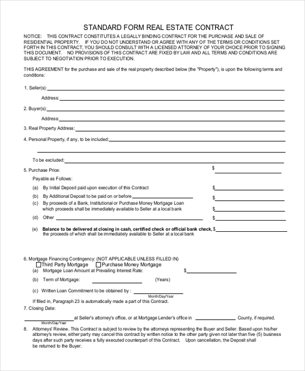 FREE 7+ Sample Real Estate Agreement Sample Forms in MS Word PDF