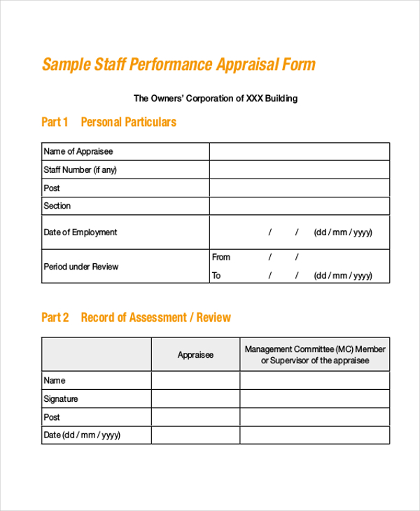 FREE 7+ Sample Sales Appraisal Forms in PDF MS Word