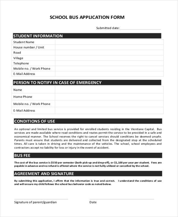 FREE 11+ Sample School Application Forms in PDF MS Word Excel