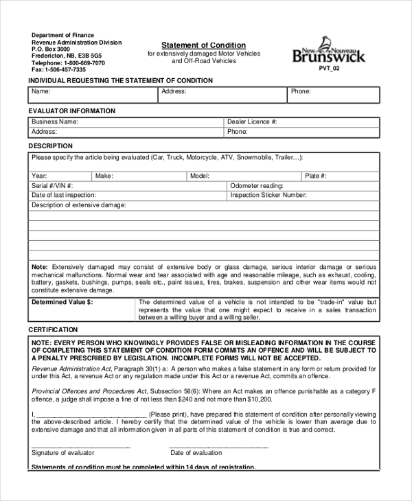 FREE 8+ Vehicle Appraisal Form Samples in PDF MS Word