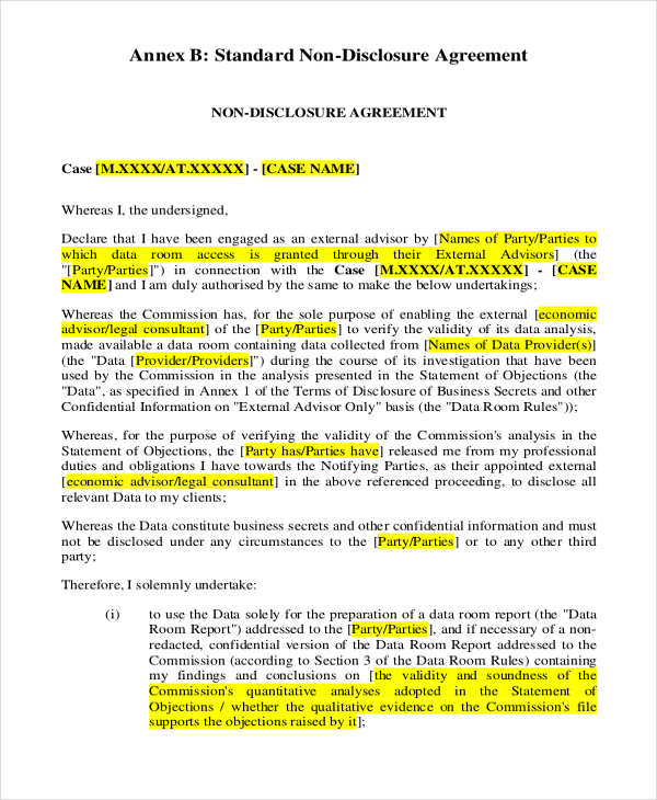 FREE 8+ Sample NonDisclosure Agreement Forms in PDF MS Word