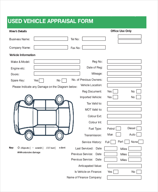 FREE 8+ Sample Car Appraisal Forms in PDF MS Word