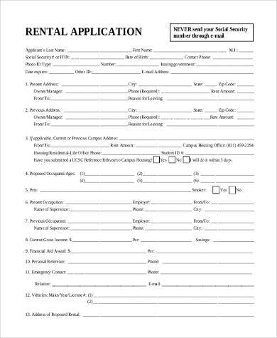 FREE 8+ Basic Rental Application Samples in PDF | MS Word