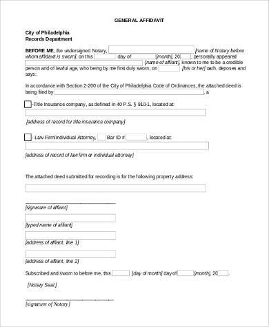 FREE 9+ Blank Affidavit Form Samples in PDF | MS Word | Excel